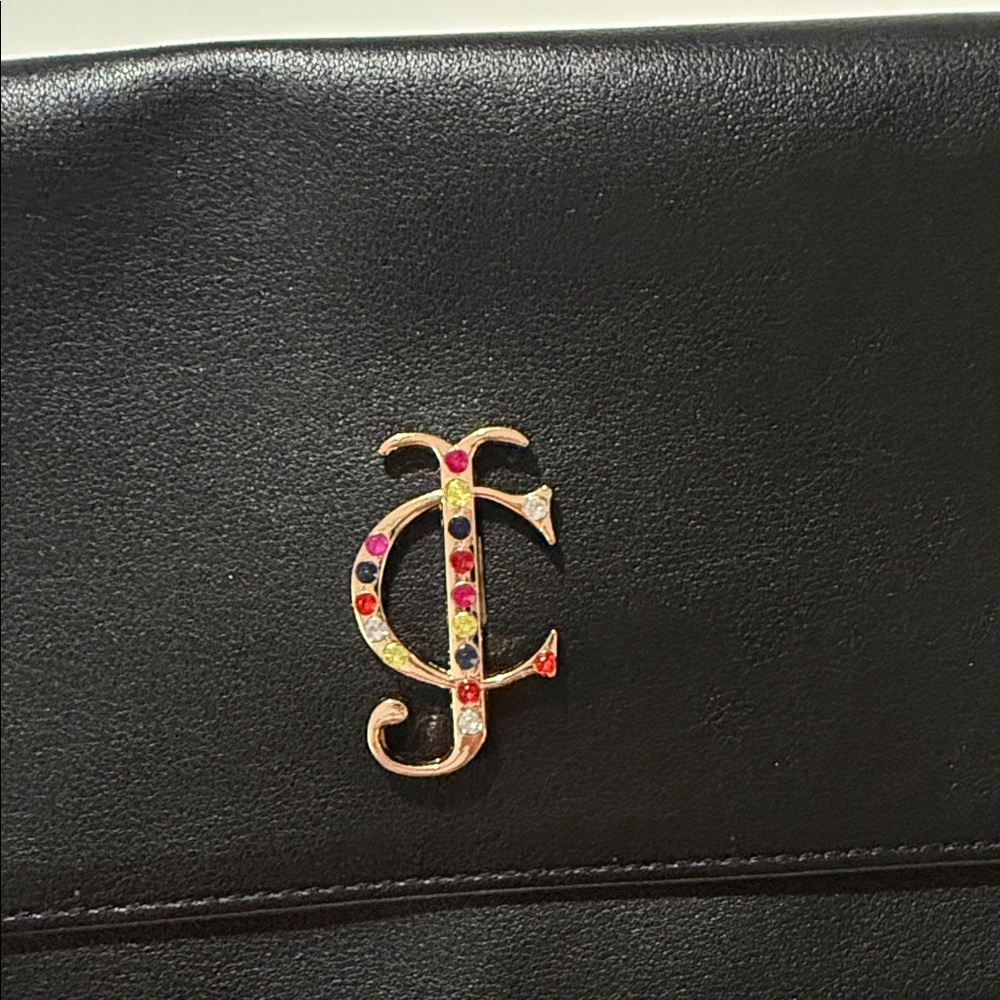 NWT Juicy Couture Belt Bag Fanny Pack Black Gold Rhinestone Logo Size S/M - Picture 4 of 13